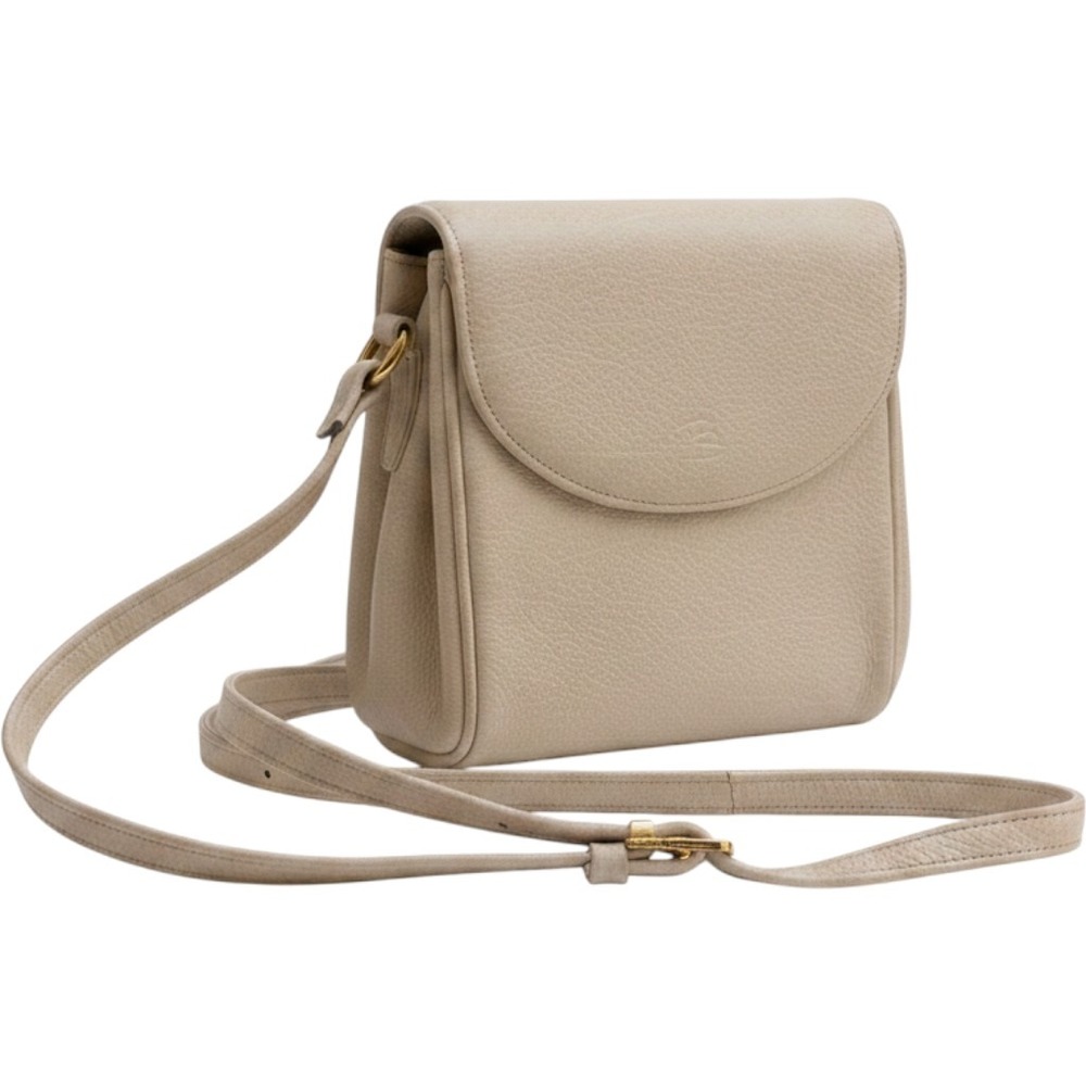 Pierre Balmain Paris Vintage Cream Pebbled Leather Crossbody Bag Square Flap